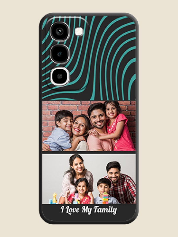 Wave Pattern with 2 Image Holder On Space Black Custom Soft Matte Mobile Back Cover - Realme Narzo 100x 5G