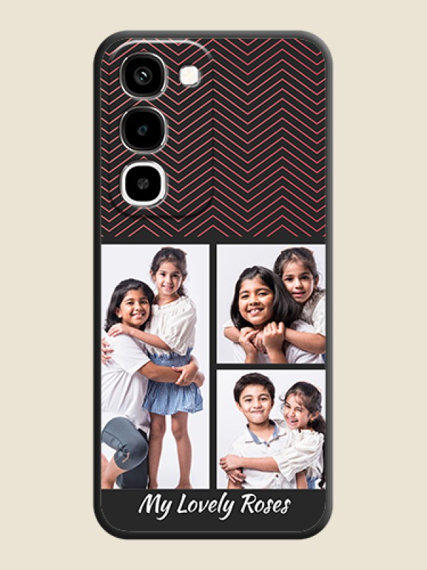 Wave Pattern with 3 Image Holder On Space Black Custom Soft Matte Mobile Back Cover - Realme Narzo 100x 5G