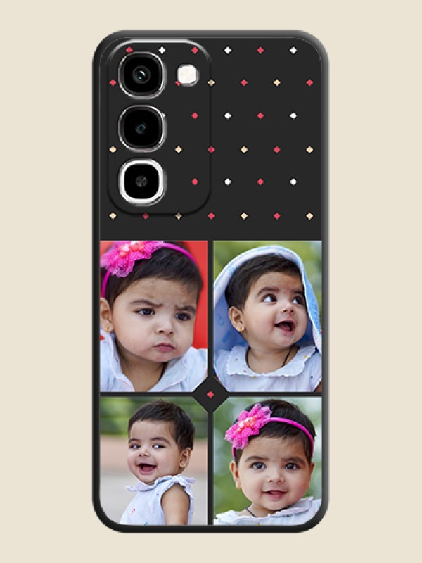 Multicolor Dotted Pattern with 4 Image Holder On Space Black Custom Soft Matte Mobile Back Cover - Realme Narzo 100x 5G
