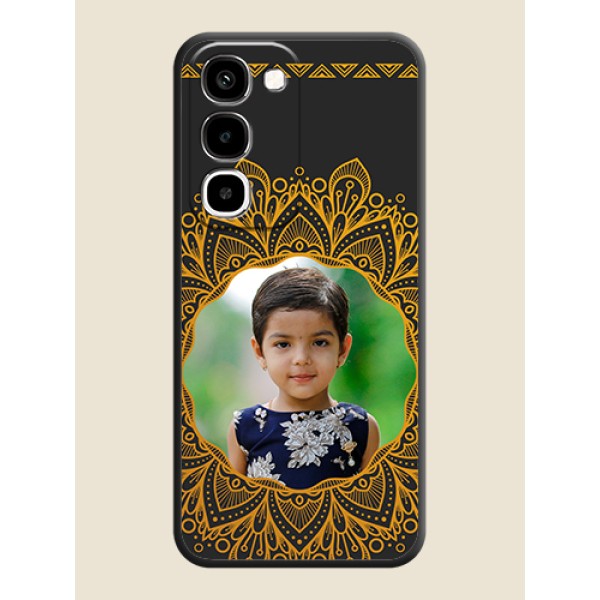 Round Image with Floral Design On Space Black Custom Soft Matte Mobile Back Cover - Realme Narzo 100x 5G Round Image with Floral Design On Space Black Custom Soft Matte Mobile Back Cover - Realme Narzo 100x 5G