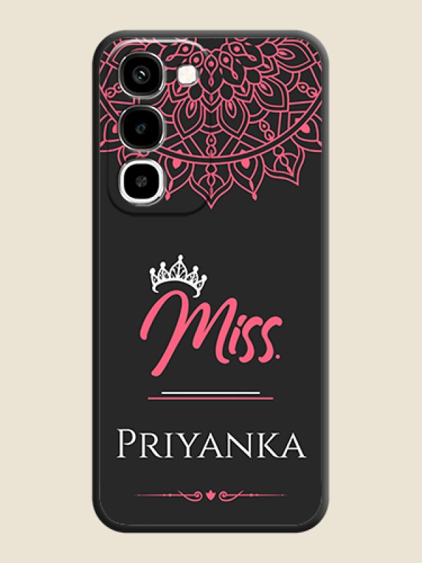 Mrs Name with Floral Design On Space Black Custom Soft Matte Mobile Back Cover - Realme Narzo 100x 5G