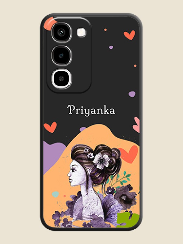 Namecase For Her With Fancy Lady Image On Space Black Custom Soft Matte Mobile Back Cover - Realme Narzo 100x 5G