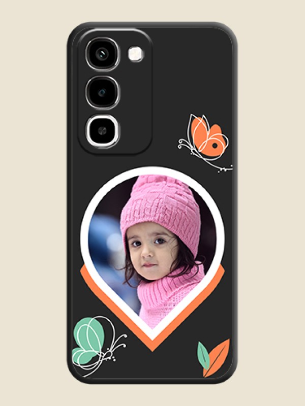 Upload Pic With Simple Butterly Design On Space Black Custom Soft Matte Mobile Back Cover - Realme Narzo 100x 5G
