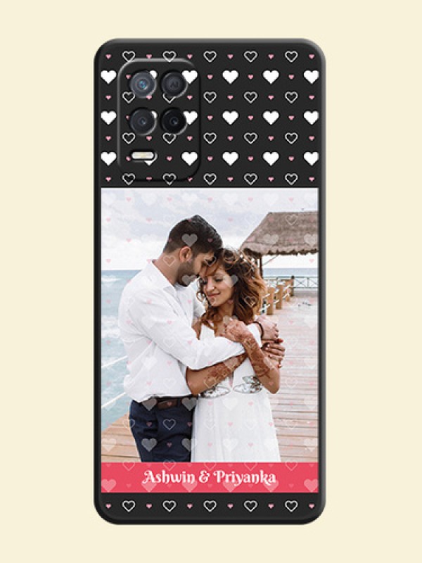 White Color Love Symbols with Text Design on Photo on Space Black Soft Matte Phone Cover - Narzo 30 5G