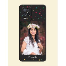 Multicolor Dotted Pattern with Text on Space Black Custom Soft Matte Phone Back Cover - Narzo 30 5G