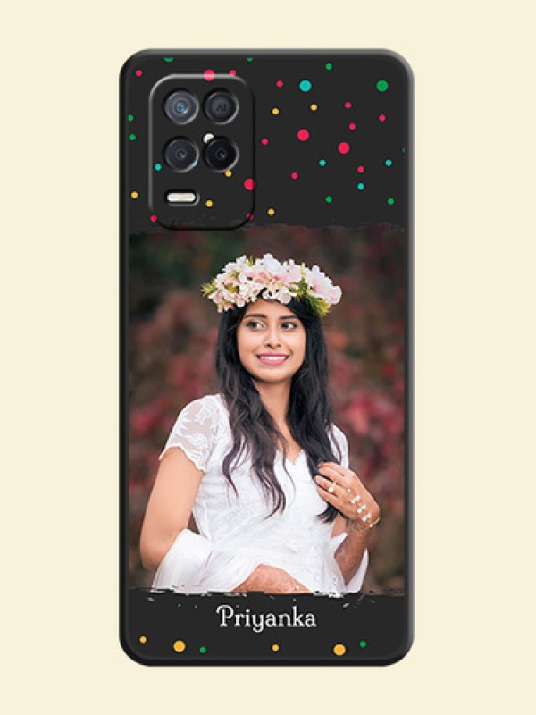 Multicolor Dotted Pattern with Text on Space Black Custom Soft Matte Phone Back Cover - Narzo 30 5G