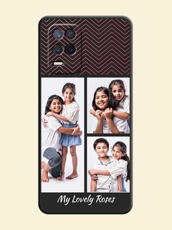 Wave Pattern with 3 Image Holder on Space Black Custom Soft Matte Back Cover - Narzo 30 5G