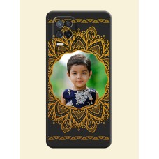 Round Image with Floral Design on Photo on Space Black Soft Matte Mobile Cover - Narzo 30 5G