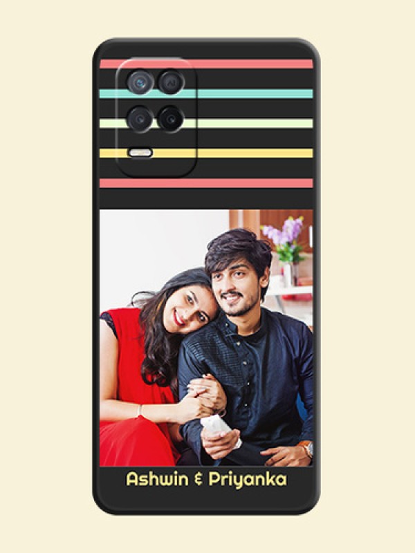 Color Stripes with Photo and Text on Photo on Space Black Soft Matte Mobile Case - Narzo 30 5G