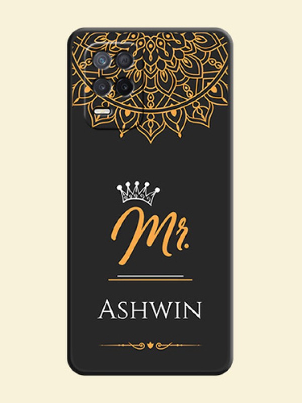 Mr Name with Floral Design  on Personalised Space Black Soft Matte Cases - Narzo 30 5G