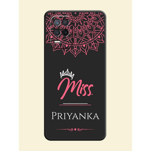 Mrs Name with Floral Design on Space Black Personalized Soft Matte Phone Covers - Narzo 30 5G Mrs Name with Floral Design on Space Black Personalized Soft Matte Phone Covers - Narzo 30 5G