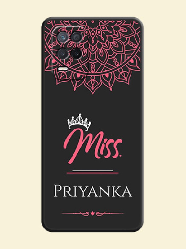 Mrs Name with Floral Design on Space Black Personalized Soft Matte Phone Covers - Narzo 30 5G