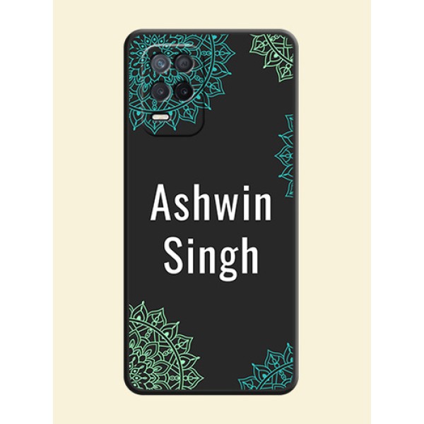 Your Name with Floral Design on Space Black Custom Soft Matte Back Cover - Narzo 30 5G Your Name with Floral Design on Space Black Custom Soft Matte Back Cover - Narzo 30 5G