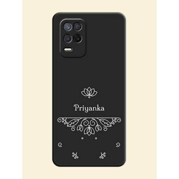 Lotus Garden Custom Text On Space Black Personalized Soft Matte Phone Covers -Realme Narzo 30 5G Lotus Garden Custom Text On Space Black Personalized Soft Matte Phone Covers -Realme Narzo 30 5G