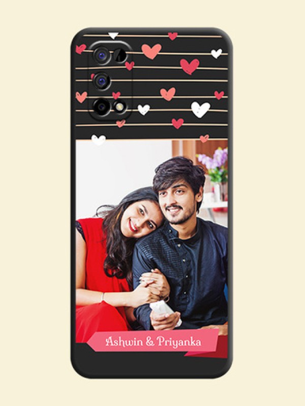Love Pattern with Name on Pink Ribbon on Photo on Space Black Soft Matte Back Cover - Realme Narzo 30 Pro 5G
