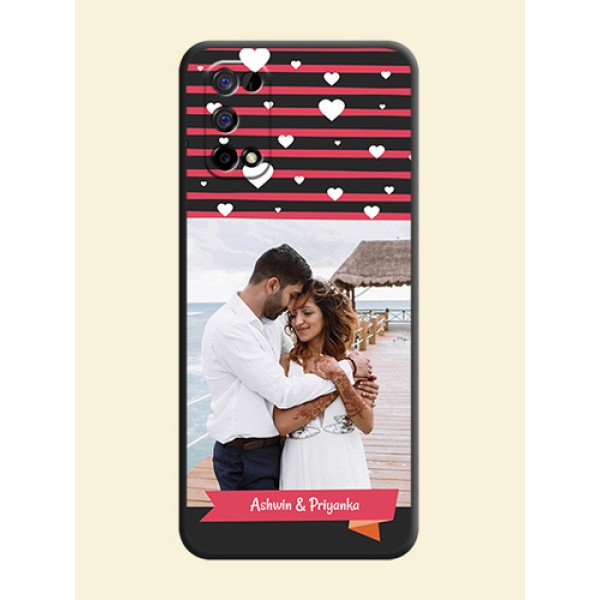 White Color Love Symbols with Pink Lines Pattern on Space Black Custom Soft Matte Phone Cases - Realme Narzo 30 Pro 5G White Color Love Symbols with Pink Lines Pattern on Space Black Custom Soft Matte Phone Cases - Realme Narzo 30 Pro 5G