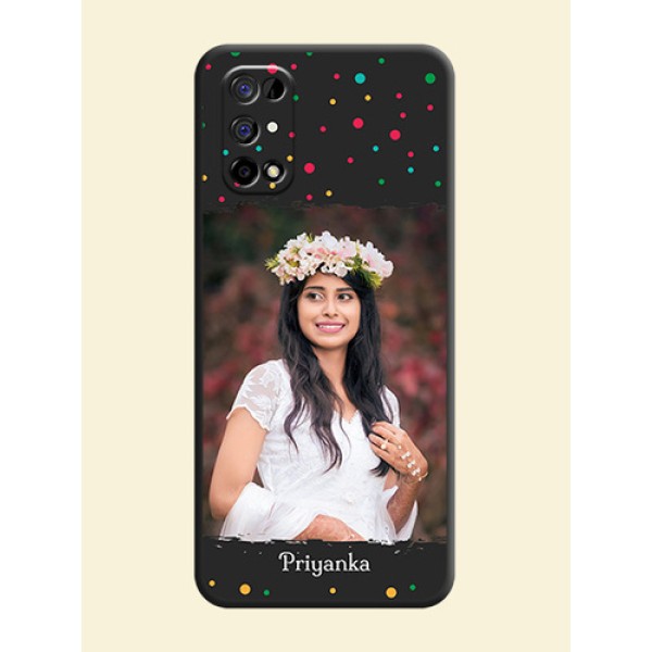 Multicolor Dotted Pattern with Text on Space Black Custom Soft Matte Phone Back Cover - Realme Narzo 30 Pro 5G Multicolor Dotted Pattern with Text on Space Black Custom Soft Matte Phone Back Cover - Realme Narzo 30 Pro 5G