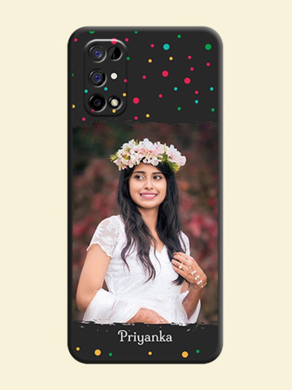 Multicolor Dotted Pattern with Text on Space Black Custom Soft Matte Phone Back Cover - Realme Narzo 30 Pro 5G