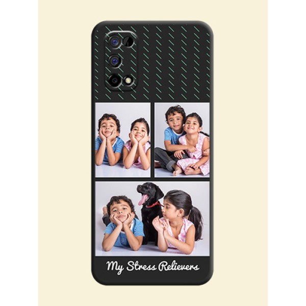 Cross Dotted Pattern with 2 Image Holder on Personalised Space Black Soft Matte Cases - Realme Narzo 30 Pro 5G Cross Dotted Pattern with 2 Image Holder on Personalised Space Black Soft Matte Cases - Realme Narzo 30 Pro 5G