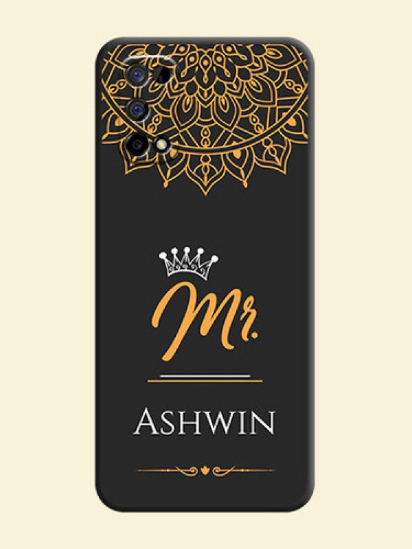 Mr Name with Floral Design on Personalised Space Black Soft Matte Cases - Realme Narzo 30 Pro 5G