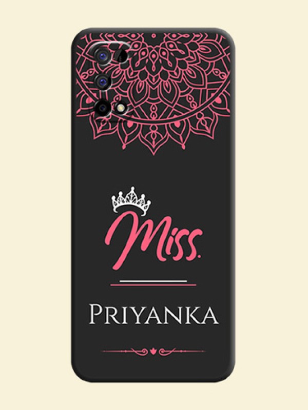 Mrs Name with Floral Design on Space Black Personalized Soft Matte Phone Covers - Realme Narzo 30 Pro 5G