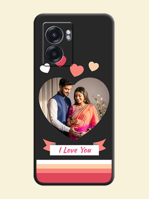 Love Shaped Photo with Colorful Stripes on Personalised Space Black Soft Matte Cases - Realme Narzo 50 5G