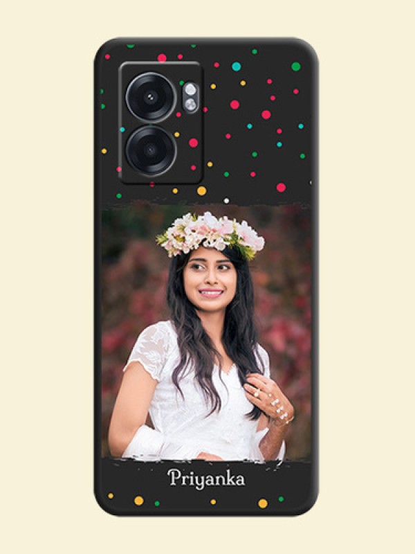 Multicolor Dotted Pattern with Text on Space Black Custom Soft Matte Phone Back Cover - Realme Narzo 50 5G
