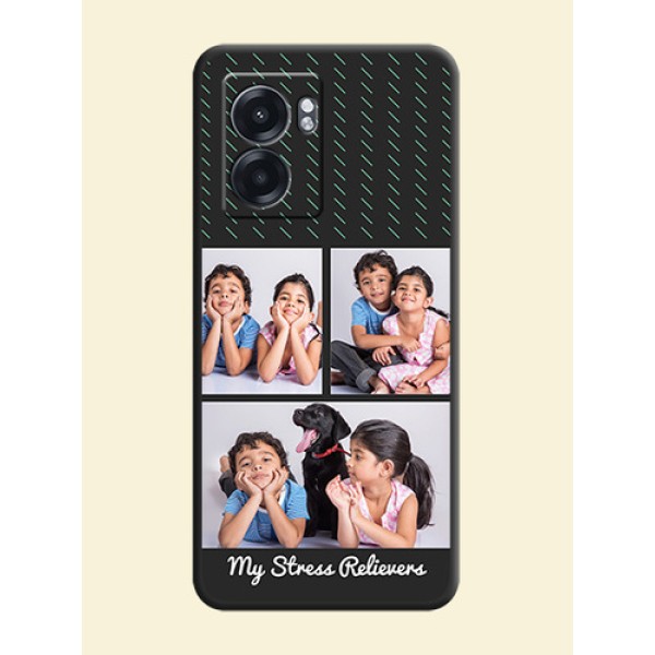 Cross Dotted Pattern with 2 Image Holder on Personalised Space Black Soft Matte Cases - Realme Narzo 50 5G Cross Dotted Pattern with 2 Image Holder on Personalised Space Black Soft Matte Cases - Realme Narzo 50 5G