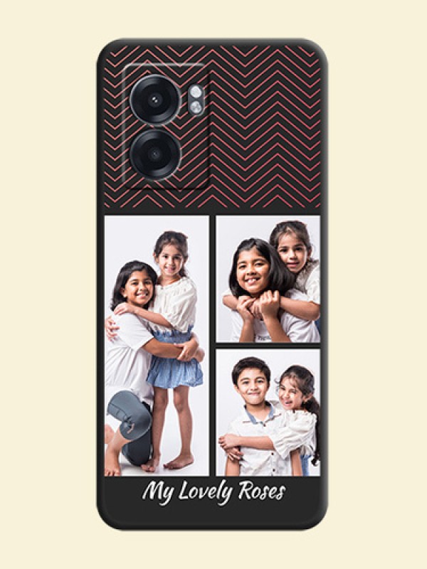 Wave Pattern with 3 Image Holder on Space Black Custom Soft Matte Back Cover - Realme Narzo 50 5G