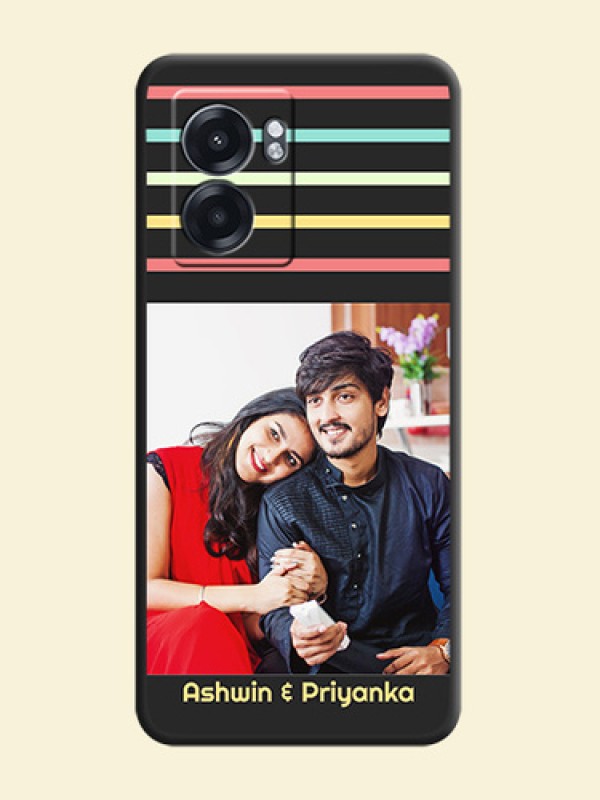 Color Stripes with Photo and Text on Photo on Space Black Soft Matte Mobile Case - Realme Narzo 50 5G