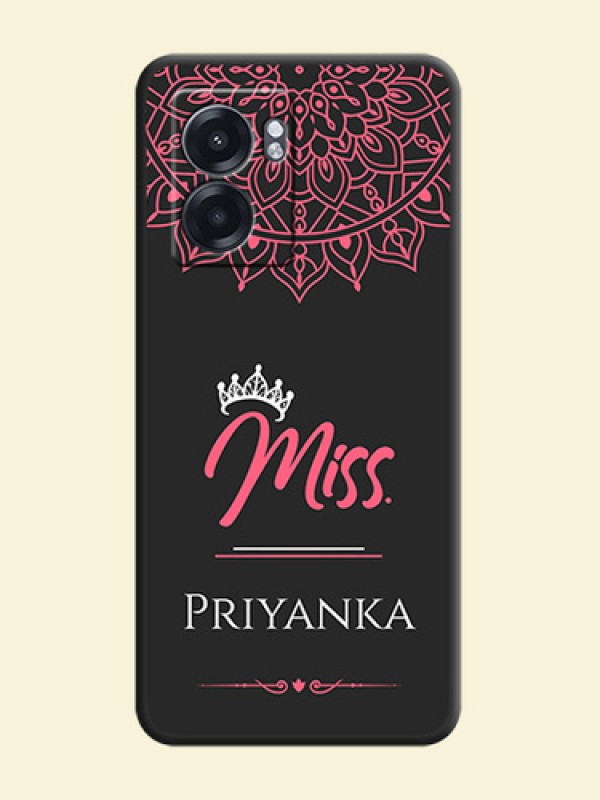 Mrs Name with Floral Design on Space Black Personalized Soft Matte Phone Covers - Realme Narzo 50 5G