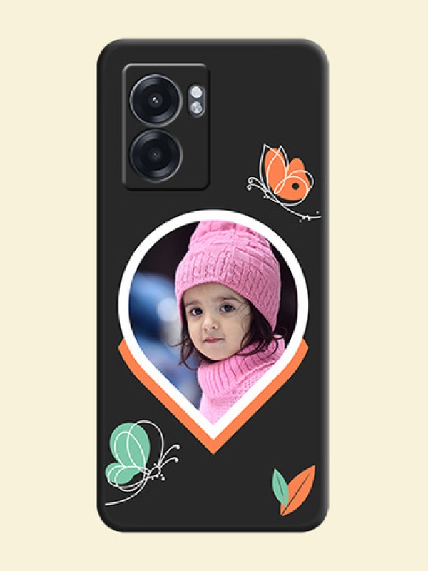 Upload Pic With Simple Butterly Design On Space Black Personalized Soft Matte Phone Covers -Realme Narzo 50 5G