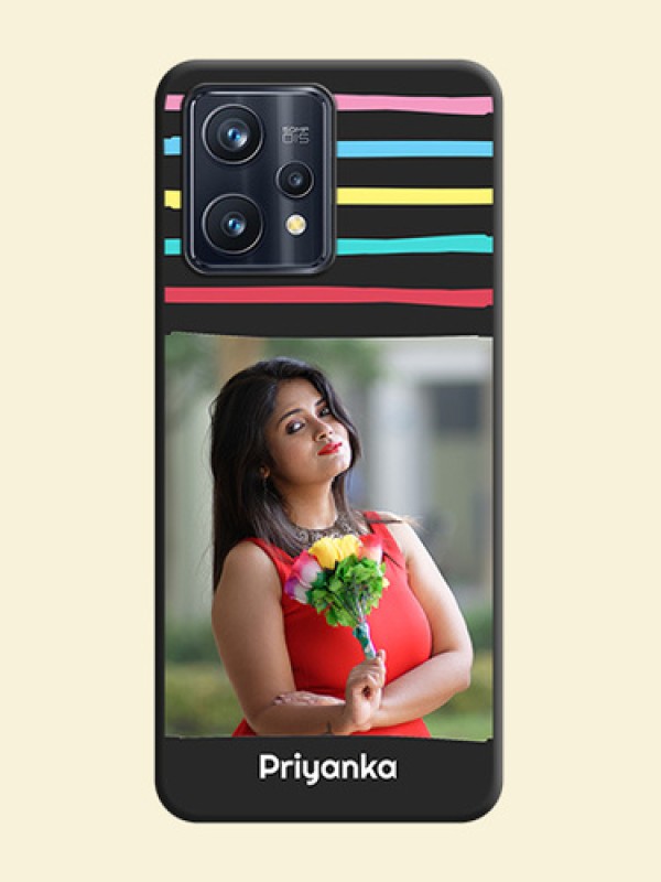 Multicolor Lines with Image on Space Black Personalized Soft Matte Phone Covers - Realme Narzo 50 Pro 5G