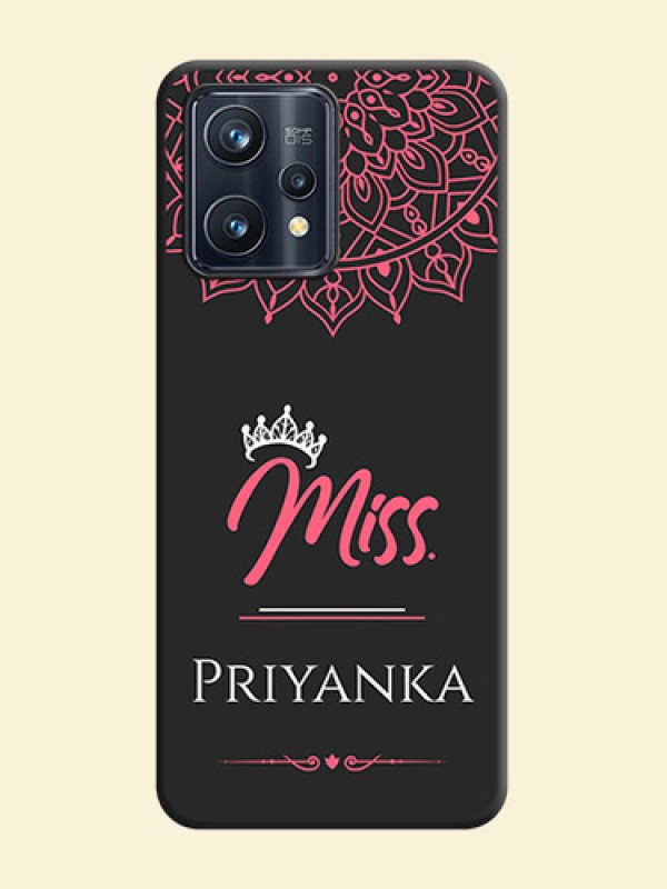 Mrs Name with Floral Design on Space Black Personalized Soft Matte Phone Covers - Realme Narzo 50 Pro 5G