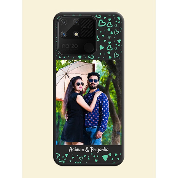 Sea Green Indefinite Love Pattern on Photo on Space Black Soft Matte Mobile Cover - Realme Narzo 50A Sea Green Indefinite Love Pattern on Photo on Space Black Soft Matte Mobile Cover - Realme Narzo 50A
