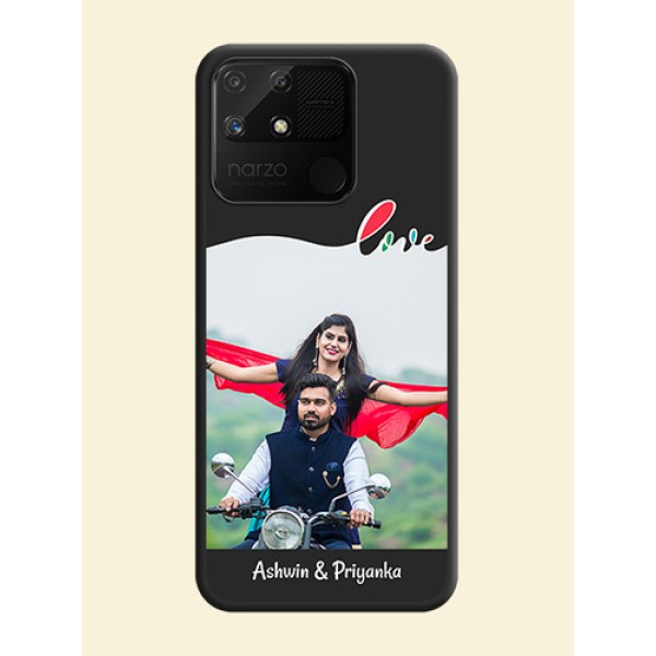 Fall in Love Pattern with Picture on Photo on Space Black Soft Matte Mobile Case - Realme Narzo 50A Fall in Love Pattern with Picture on Photo on Space Black Soft Matte Mobile Case - Realme Narzo 50A