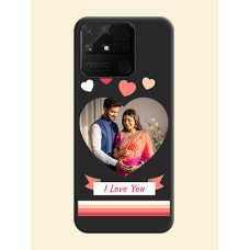 Love Shaped Photo with Colorful Stripes on Personalised Space Black Soft Matte Cases - Realme Narzo 50A