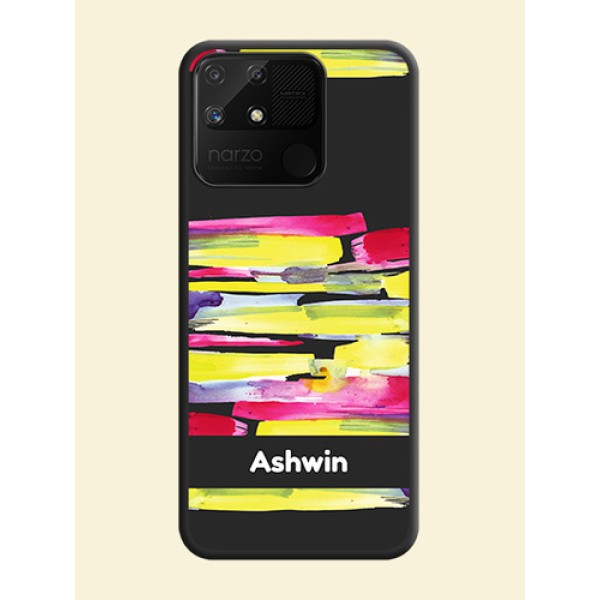 Brush Coloured on Space Black Personalized Soft Matte Phone Covers - Realme Narzo 50A Brush Coloured on Space Black Personalized Soft Matte Phone Covers - Realme Narzo 50A