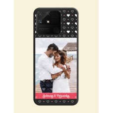 White Color Love Symbols with Text Design on Photo on Space Black Soft Matte Phone Cover - Realme Narzo 50A