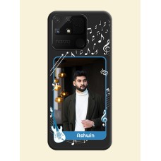 Musical Theme Design with Text on Photo on Space Black Soft Matte Mobile Case - Realme Narzo 50A