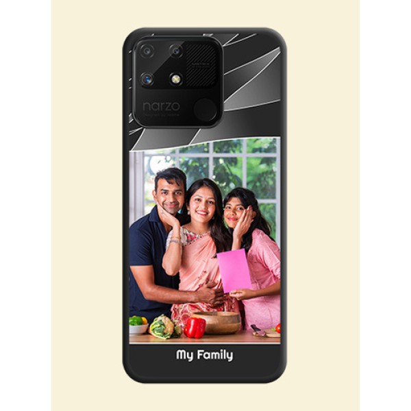 Mixed Wave Lines on Photo on Space Black Soft Matte Mobile Cover - Realme Narzo 50A Mixed Wave Lines on Photo on Space Black Soft Matte Mobile Cover - Realme Narzo 50A