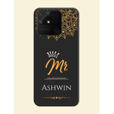 Mr Name with Floral Design  on Personalised Space Black Soft Matte Cases - Realme Narzo 50A
