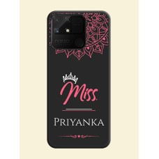 Mrs Name with Floral Design on Space Black Personalized Soft Matte Phone Covers - Realme Narzo 50A
