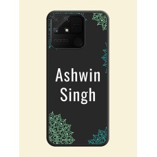 Your Name with Floral Design on Space Black Custom Soft Matte Back Cover - Realme Narzo 50A