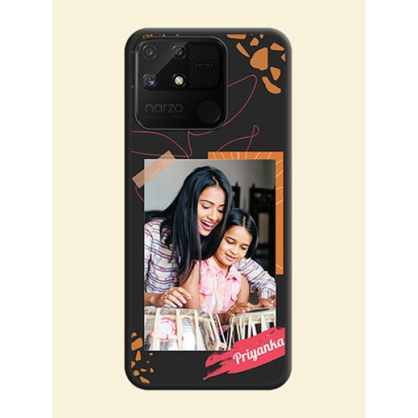 Orange Photo Frame on Space Black Custom Soft Matte Phone Back Cover - Realme Narzo 50A Orange Photo Frame on Space Black Custom Soft Matte Phone Back Cover - Realme Narzo 50A