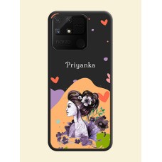 Namecase For Her With Fancy Lady Image On Space Black Personalized Soft Matte Phone Covers -Realme Narzo 50A