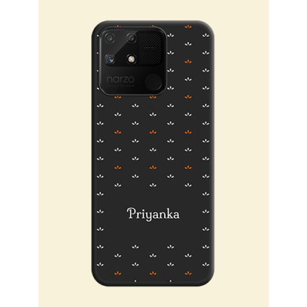 Simple Pattern With Custom Text On Space Black Personalized Soft Matte Phone Covers -Realme Narzo 50A Simple Pattern With Custom Text On Space Black Personalized Soft Matte Phone Covers -Realme Narzo 50A
