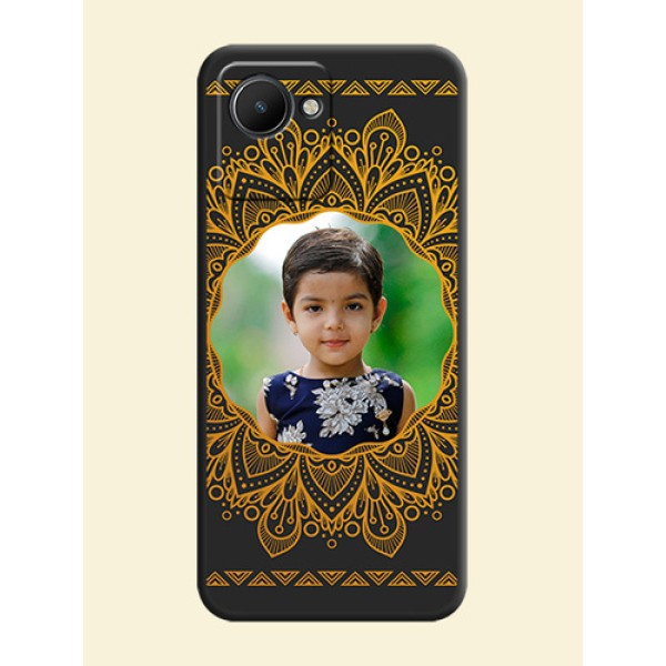 Round Image with Floral Design on Photo on Space Black Soft Matte Mobile Cover - Narzo 50i Prime Round Image with Floral Design on Photo on Space Black Soft Matte Mobile Cover - Narzo 50i Prime