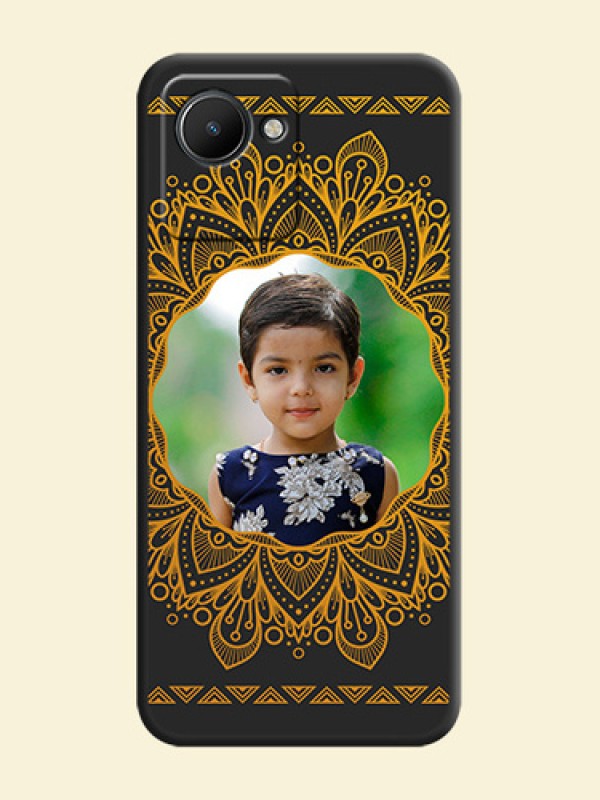 Round Image with Floral Design on Photo on Space Black Soft Matte Mobile Cover - Narzo 50i Prime
