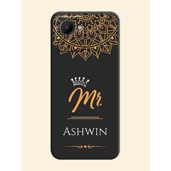 Mr Name with Floral Design on Personalised Space Black Soft Matte Cases - Narzo 50i Prime Mr Name with Floral Design on Personalised Space Black Soft Matte Cases - Narzo 50i Prime